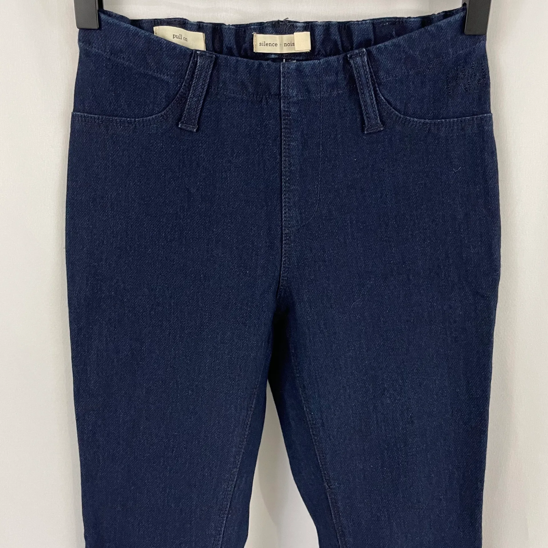 New Silence+Noise Dark Denim Jeggings Elastic Waist Pull On Skinny Jeans - Image 3