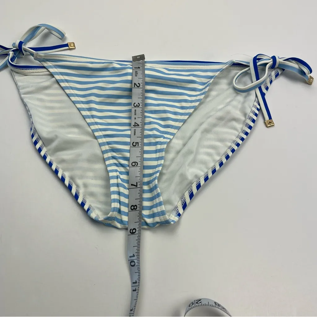 Kate Spade‎ String Bikini Bottom Ringmaster Stripe Blue White Size Medium Womens - Image 9