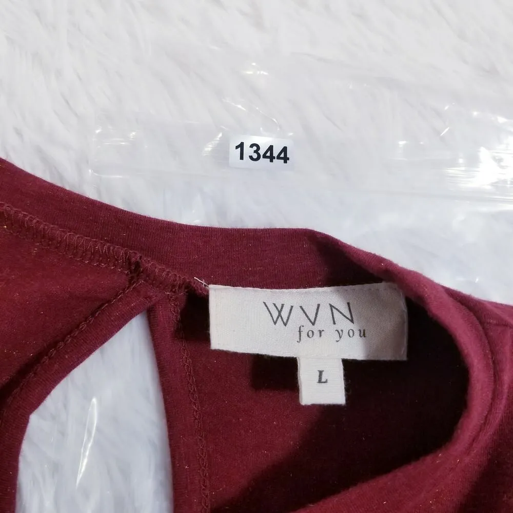 WVN For You Golden Shimmer Shift Dress Lagenlook Holiday Christmas Red Size L - Image 10