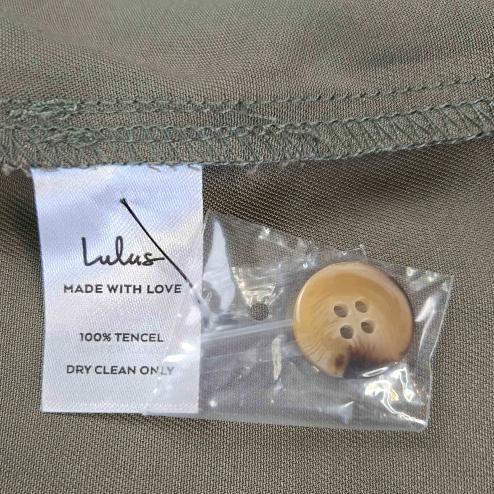 Lulus Lucky Break Olive Green Tencel Draped Open Front Utility Jacket Size XS - Image 9