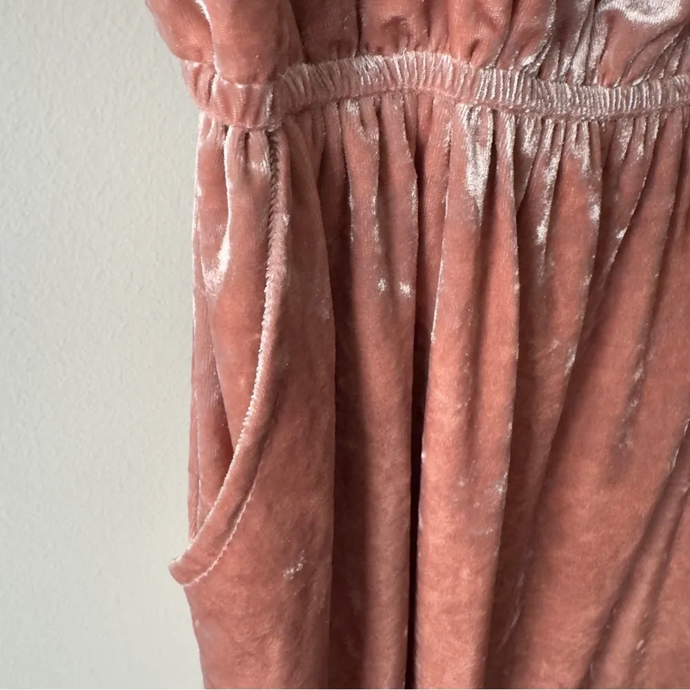 Lucky Brand Velvet Flutter Sleeve Cold Shoulder Knee Length Dress embroidered XS - Image 5