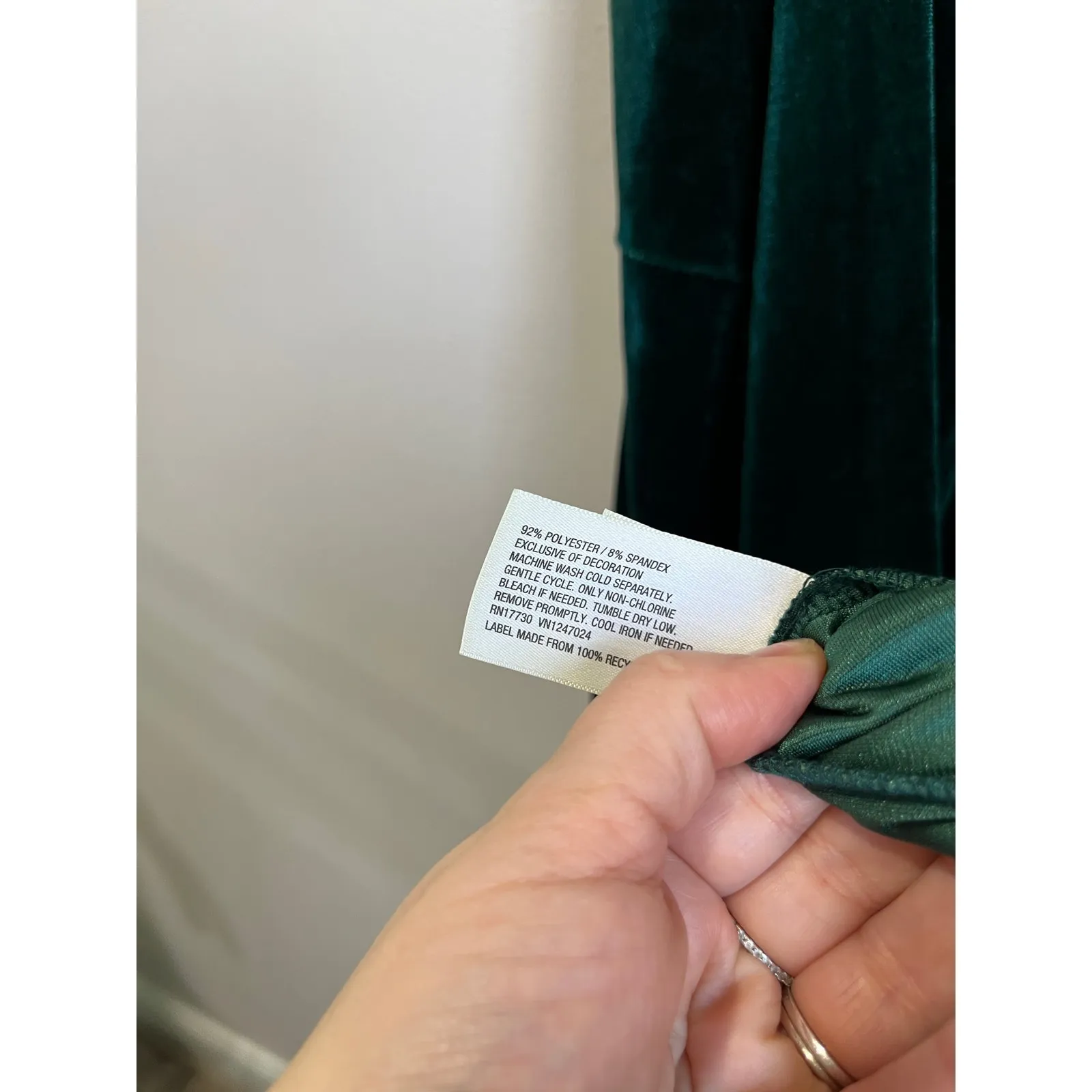 A New Day Green Velvet Slip Midi Dress Minimalist Holiday Sz M - Image 5