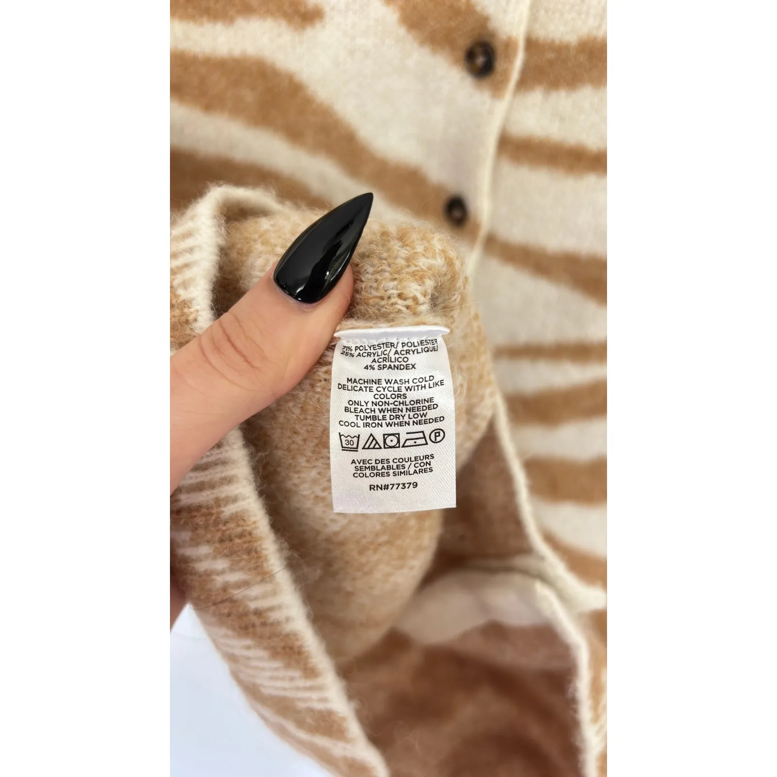 Ann Taylor Zebra Print Cardigan Sweater Womens Size S Fuzzy Warm Knit Button Up - Image 4