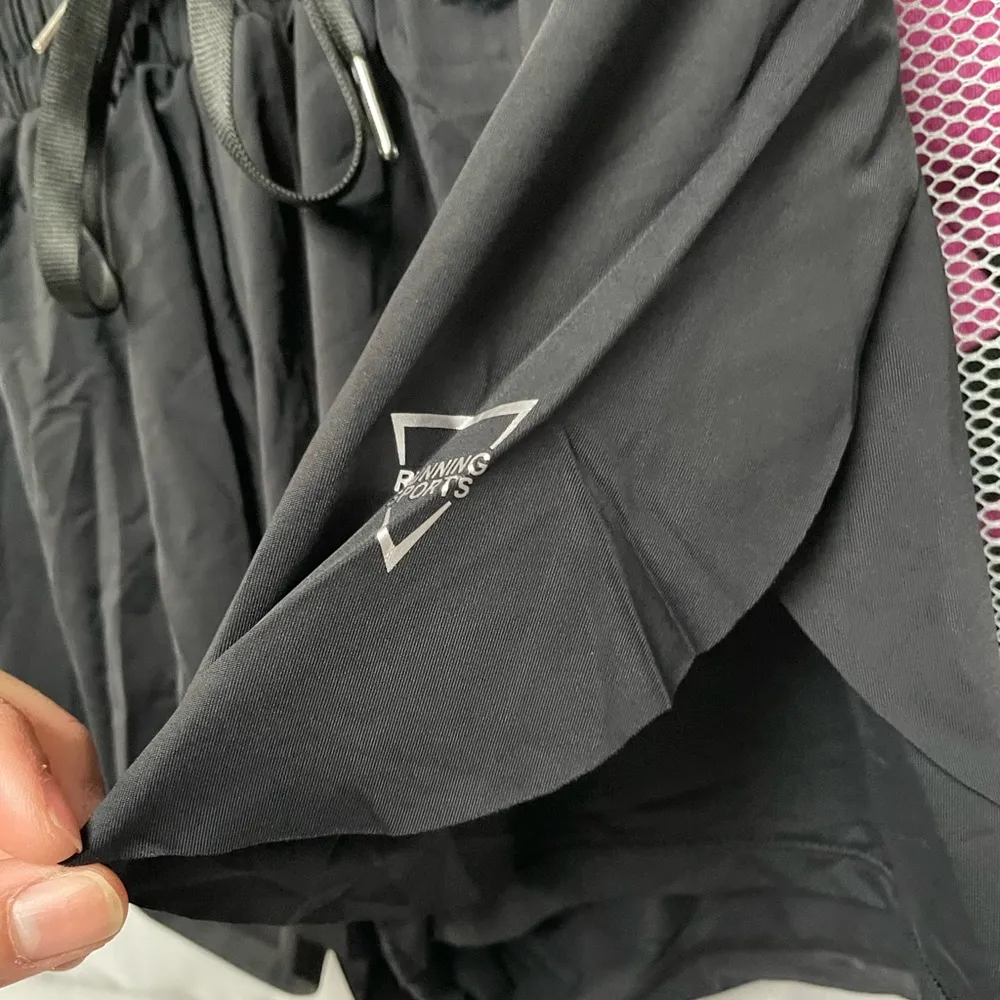 Flowy Athletic Shorts 2 in 1 Butterfly Woman High Waisted Workout Gym Black, XS Black - Image 6