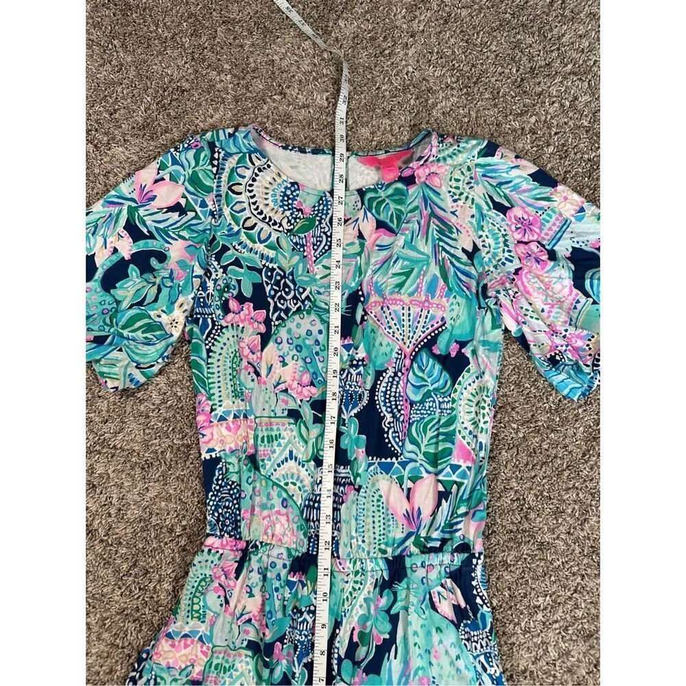 Lilly Pulitzer Britton Romper Looking Sharp Pink Navy Multi Print Resort XS - Image 11
