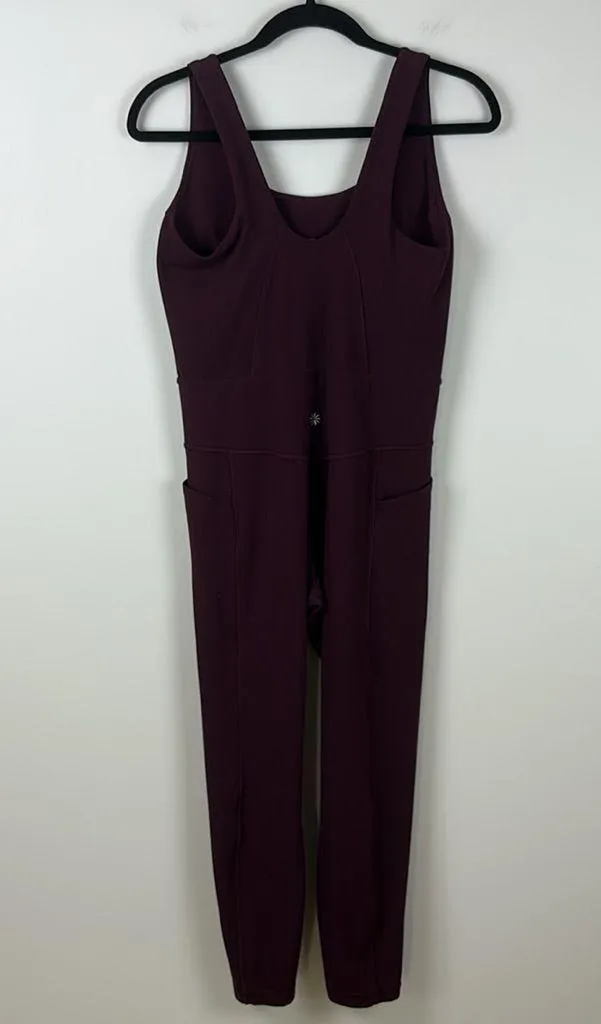Athleta Salutation Bodysuit Women’s Size Large Maroon Yoga Active Pocket Stretch - Image 8