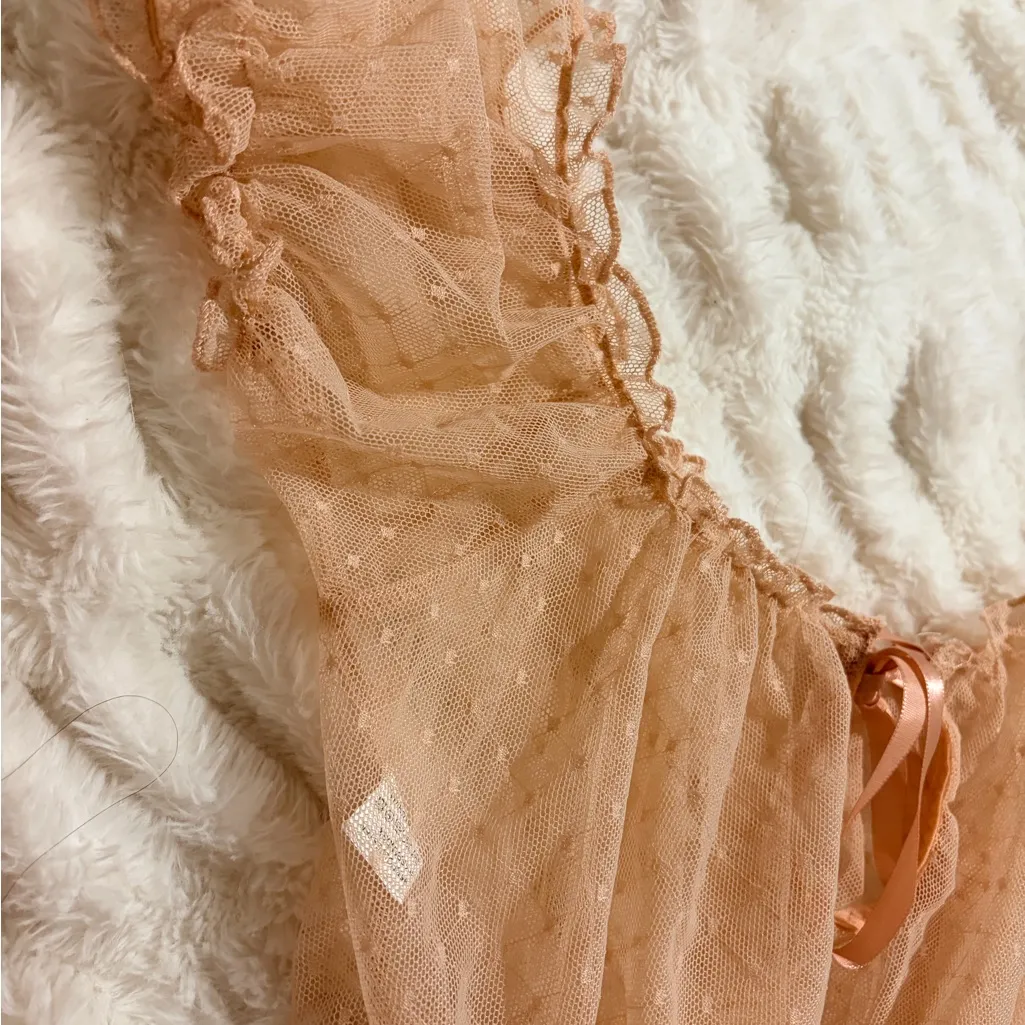 Sheer Peach Lingerie Top Pink - Image 4
