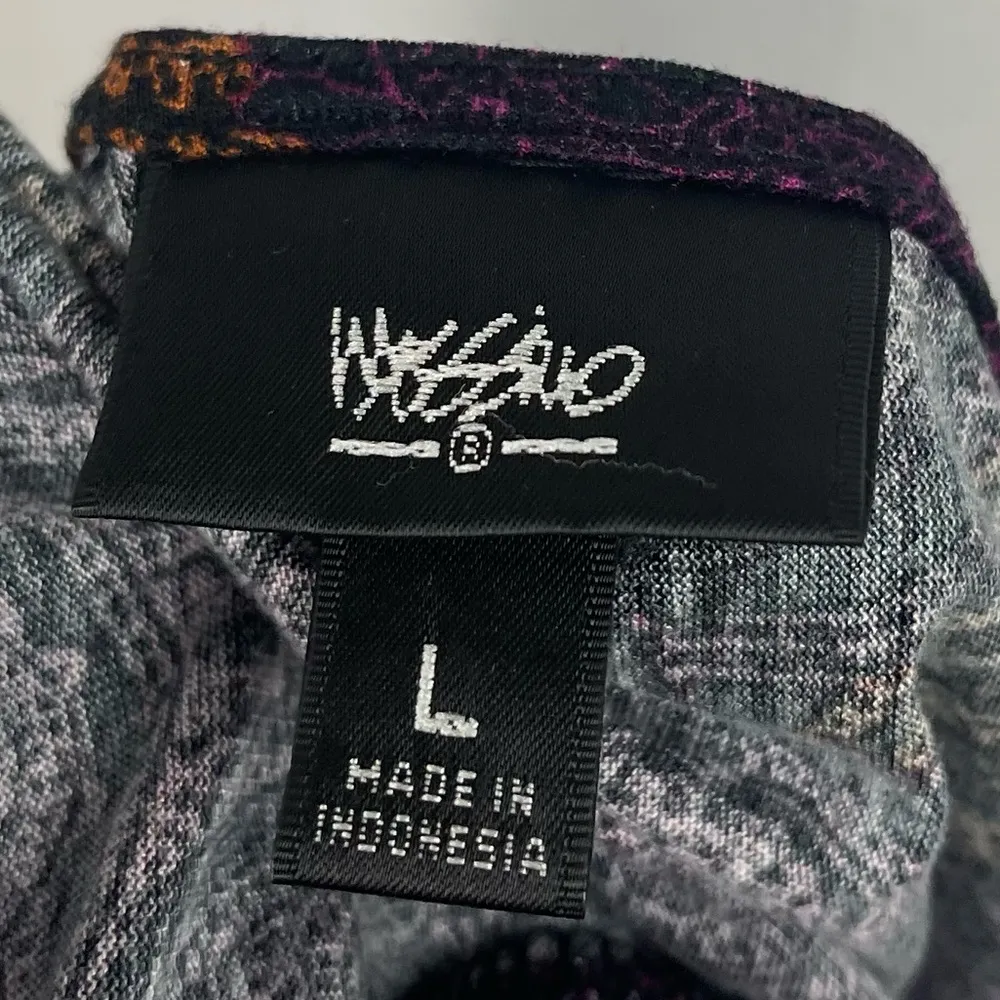 Mossimo Large Faux Wrap Paisley Jewel Tone V Neck Boho Top Flowy Formal Purple - Image 3