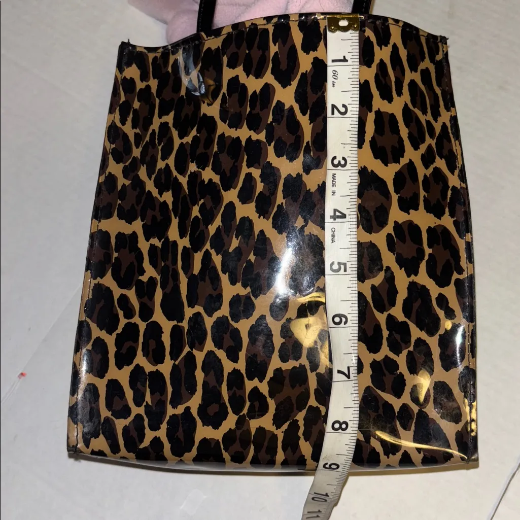 BLOOMINGDALE’S CHEETAH PRINT PATENT LEATHER MINI TOTE BAG PRELOVED Tan - Image 14