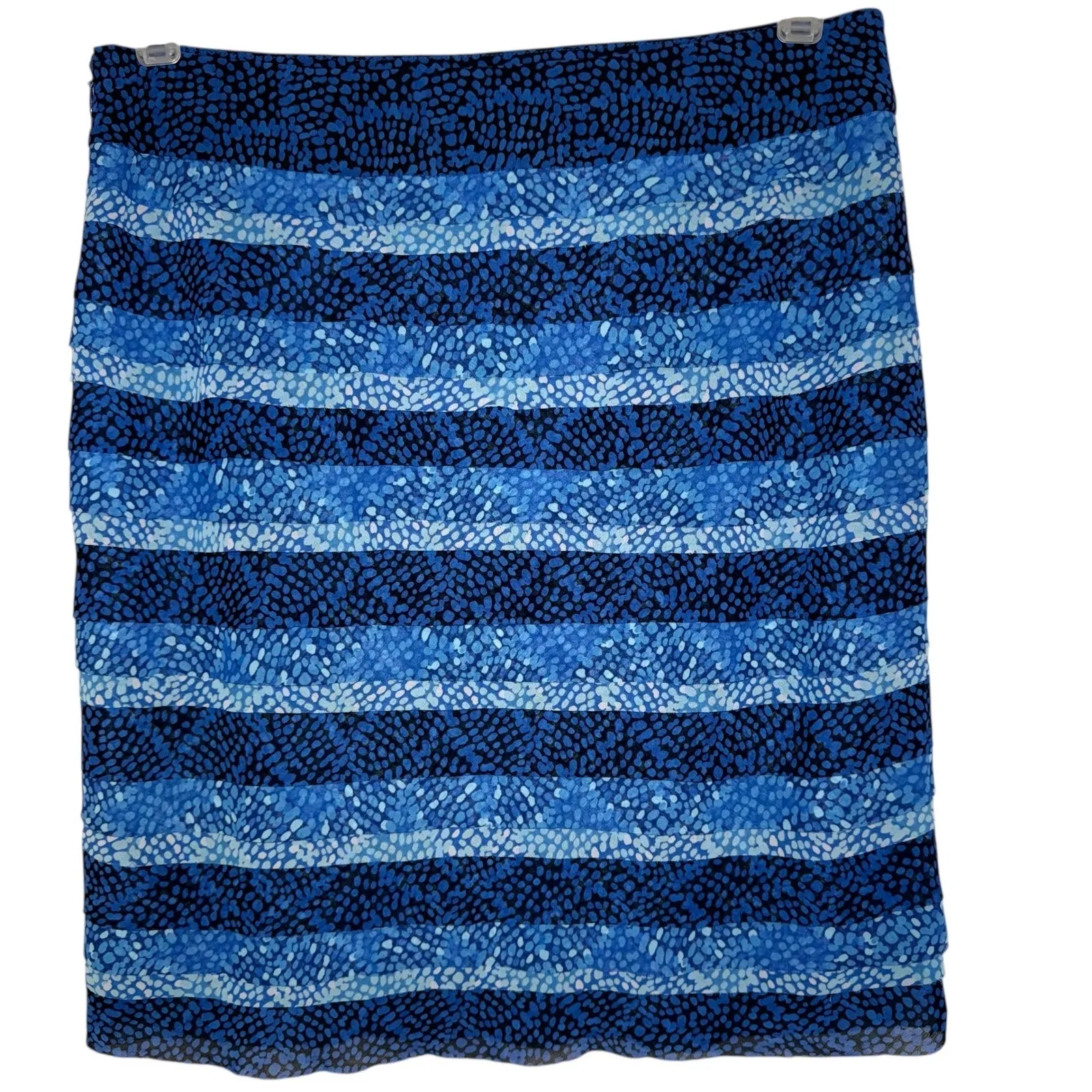 WHITE HOUSE BLACK MARKET Tiered‎ Ruffled Raw Edge Ombre Dot Skirt EUC Size 6 - Image 2