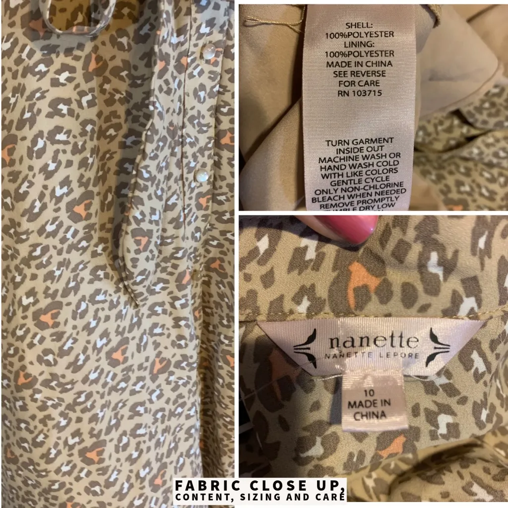 NANETTE LEPORE TAUPE & BLUSH LEOPARD PRINT SHIRT DRESS AND LINER DRESS NWT (10) - Image 10
