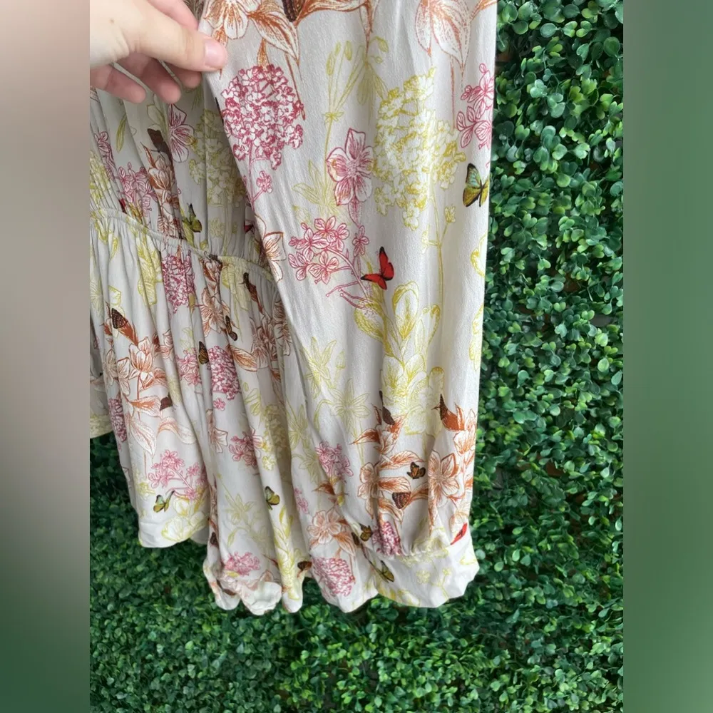 Audrey 3+1 - Floral & Butterfly Long Sleeve Romper - Plunging Neckline - Image 4