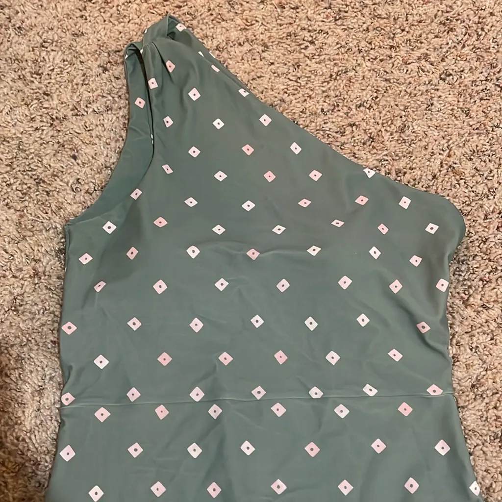 Summersalt Sidestroke One Shoulder One Piece Swimsuit Green Pattern Size 6 - Image 5