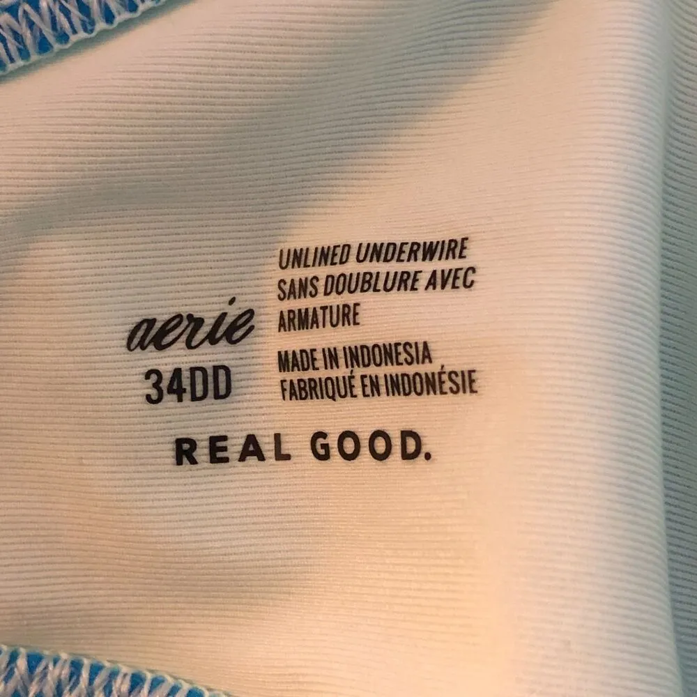 Aerie Bikini Top Unlined Underwire Floral Blue 34DD - Image 3