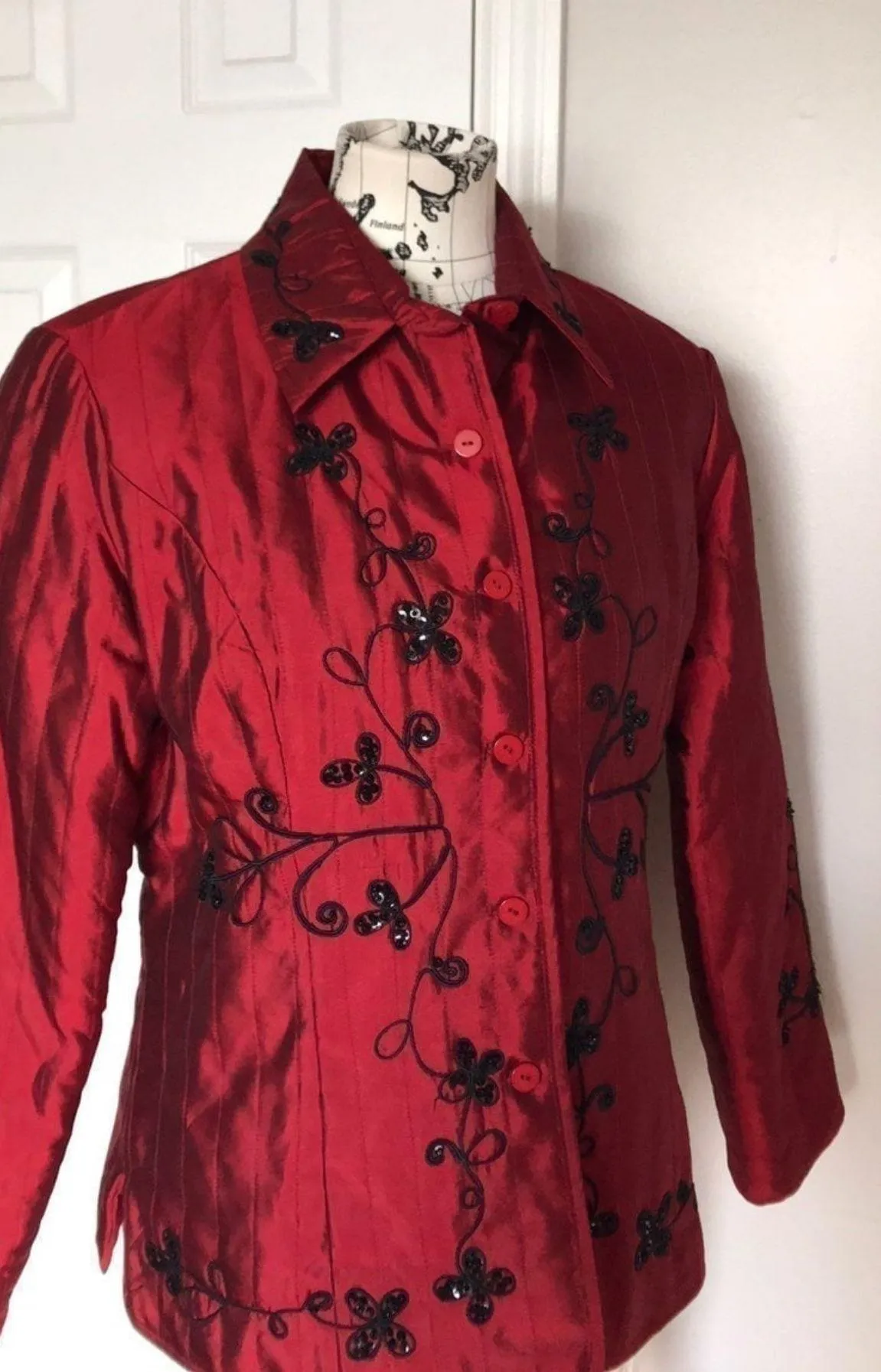 Vintage Silk Sequin Embellish Bead Colorful Coastal Western Quilt Formal Evening whimsygoth - Image 2