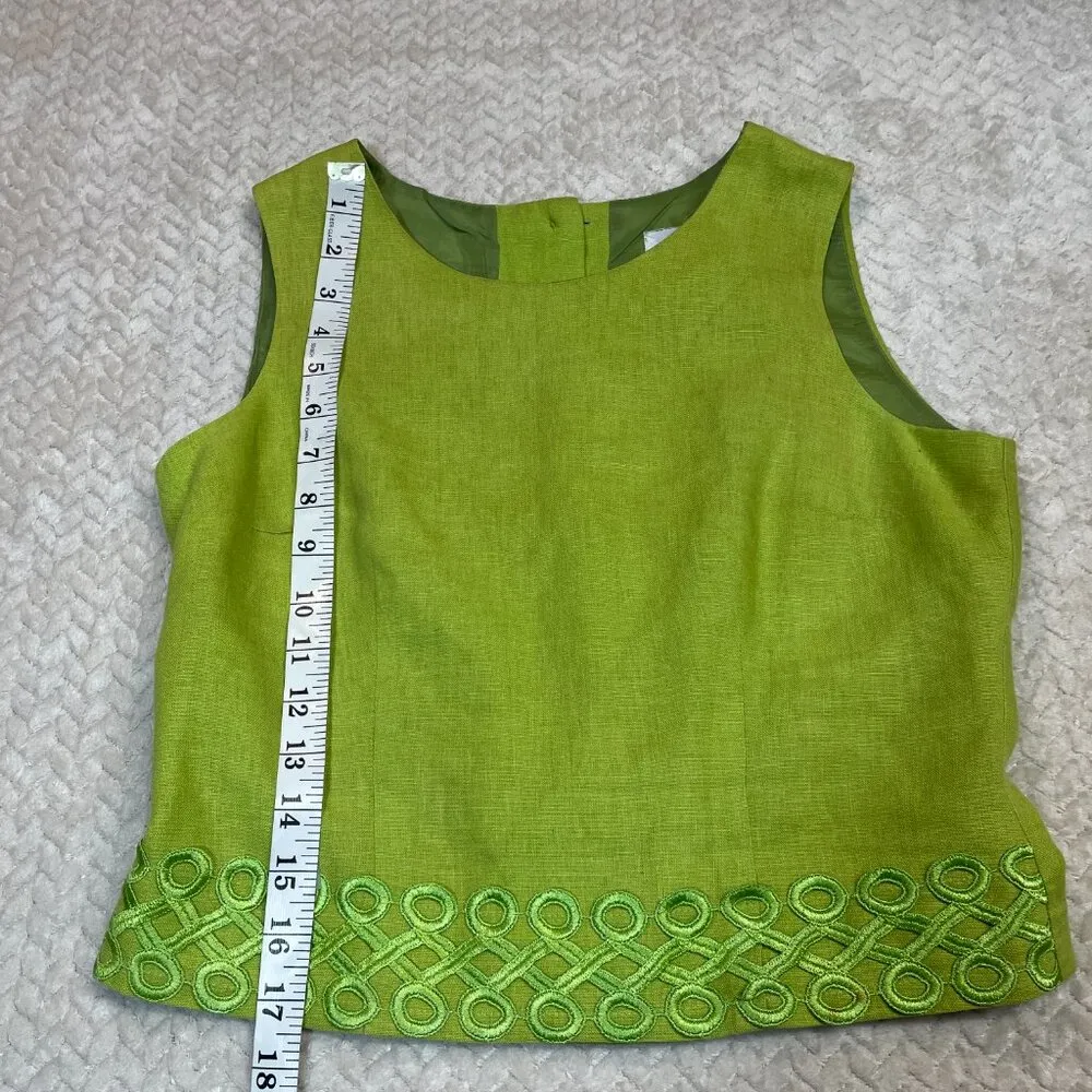 VintageScarlett Linen Blend Sleveless Crop Tank Embroidery Detail Women Size 3/4 - Image 4