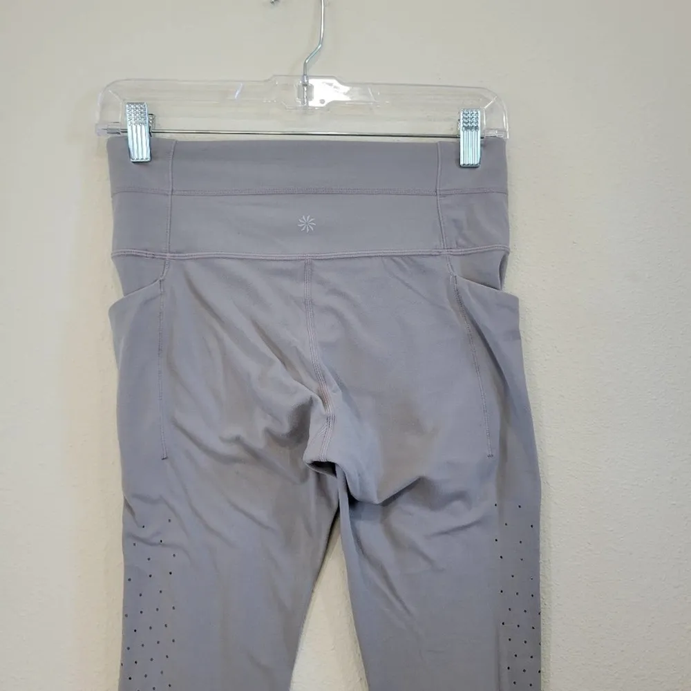 Athleta High-Rise Side Pockets Leggings Laser Cutout Details in Gray Size Small - Image 6