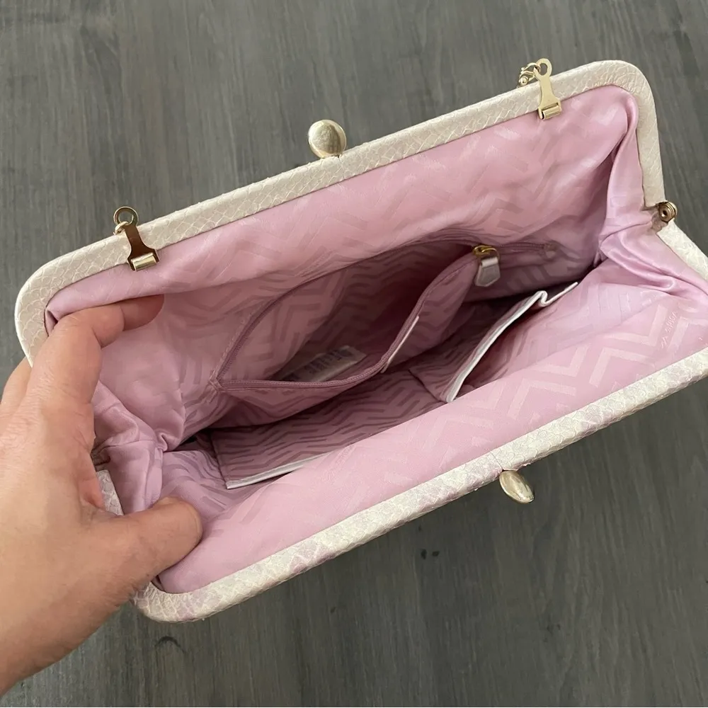 Via Spiga Snakeskin Embossed Cow Leather pink Clutch shoulder bag - Image 7