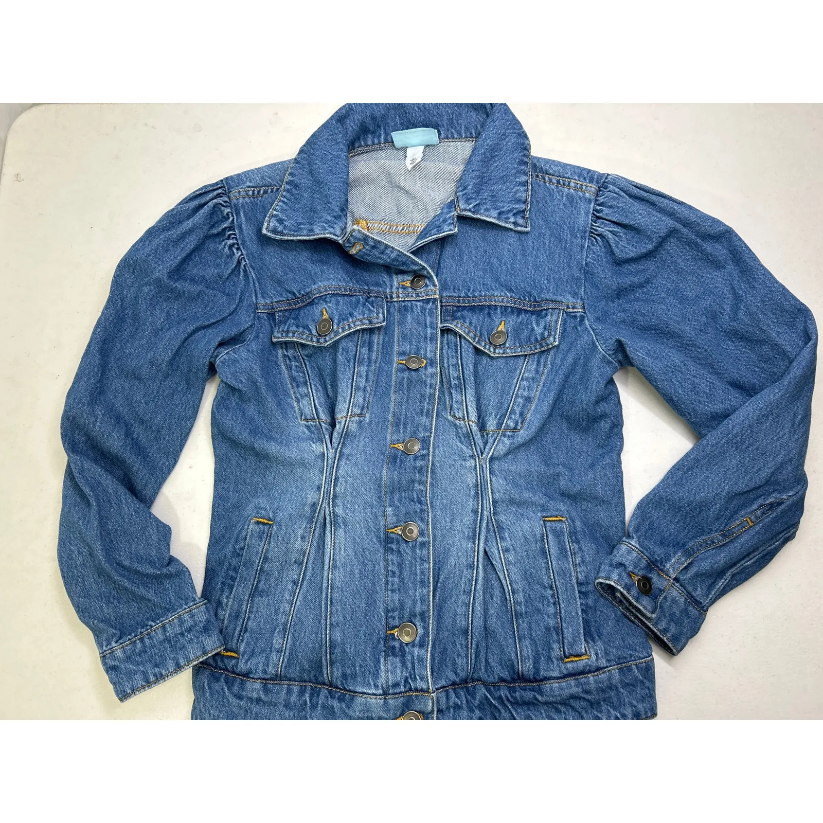 Future Collective Women's XS Denim Jacket (Gabriella Karefa) Cinched Button Blue - Image 6