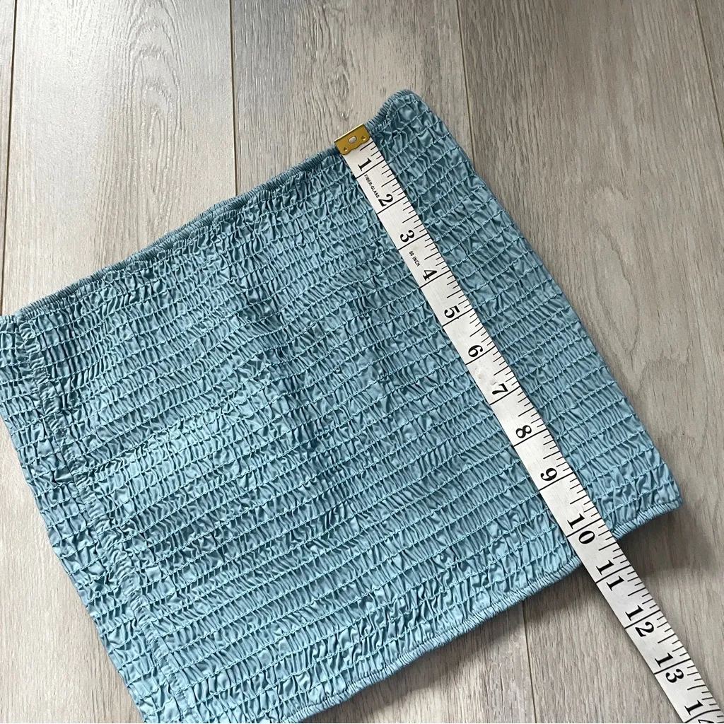 Donni Tube Top cotton smocked strapless crop pop womens Blue (small) - Image 6