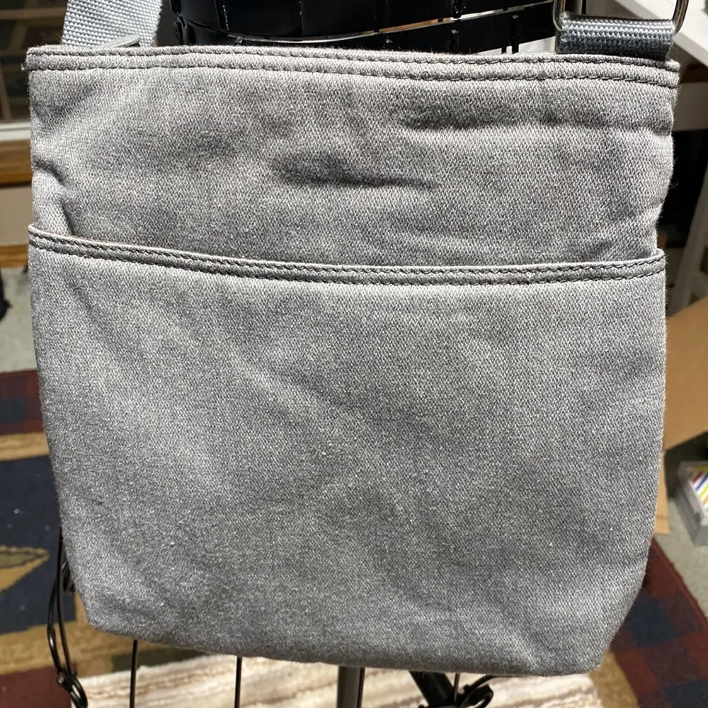 Thirty One Crossbody Bag Flat Zip Pocket Travel Purse Organizer Solid Felt Gray Gray - Image 7