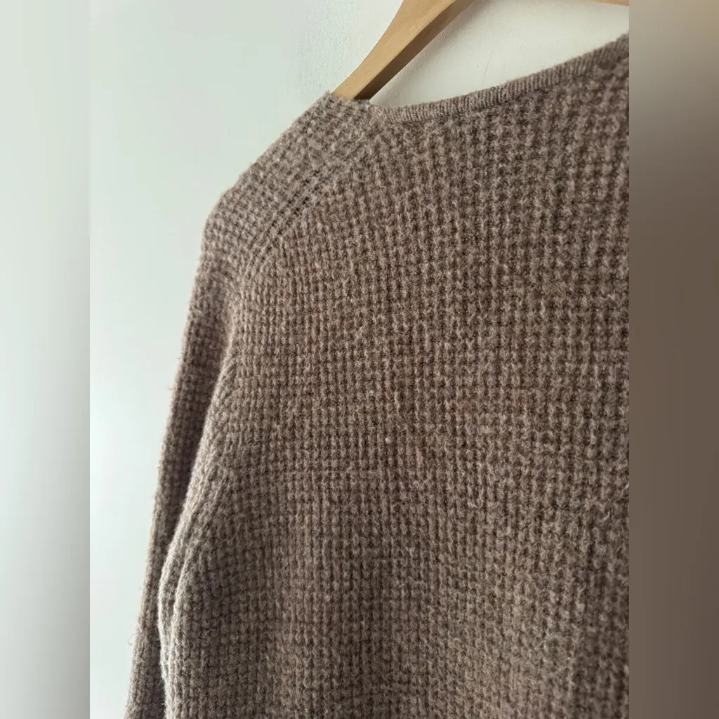 Madewell Wafflestitch Brown Open Cardigan Sweater Alpaca and Merino Wool Cozy - Image 5
