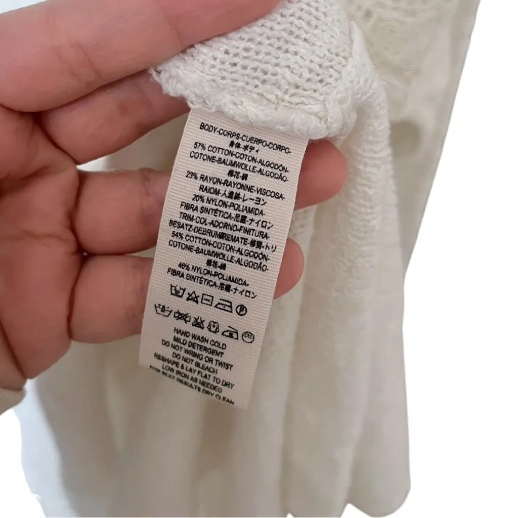 Free People Kristobel Peplum Textured Knit Woven Long Sleeve Flowy Top Large - Image 6