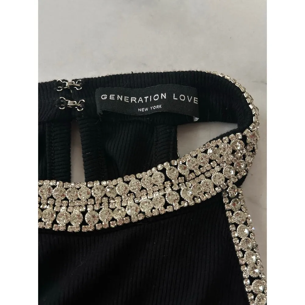 Generation Love Diane Black Sleeveless Razor Back Rhinestone Trim Top XS - Image 8