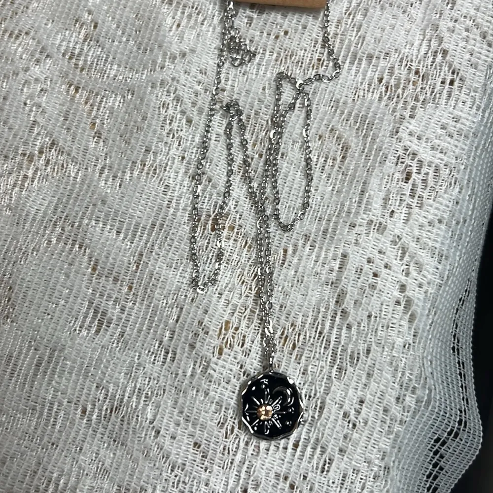 Elegant Silver and gold enamel sun and moon Pendant Necklace - Image 2