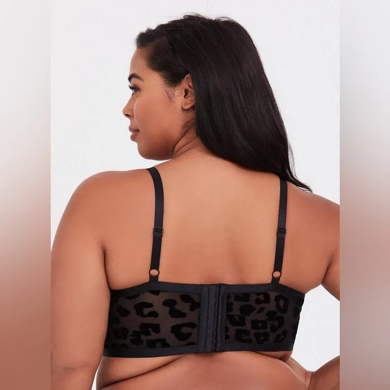 Torrid Mesh Flocked Leopard Longline Unlined Underwire Bralette - Size 14/16 (1) - Image 2