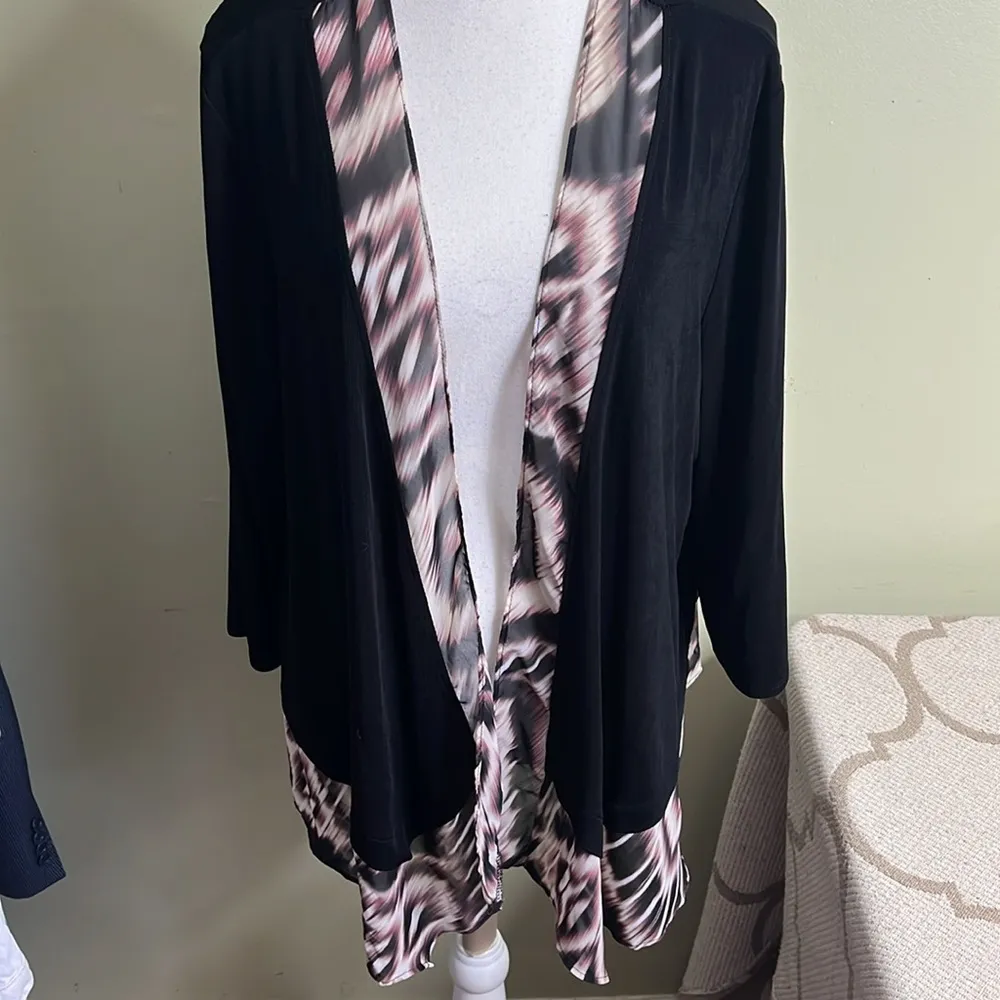 Chico's travelers Hazy Ikat open front 3/4 sleeve cardigan, size extra large - Image 11