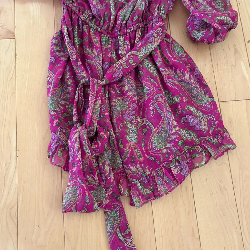 NWT Misa Los Angeles Fuscia Pink Paisley One Shoulder Boho Resort Romper - Image 6