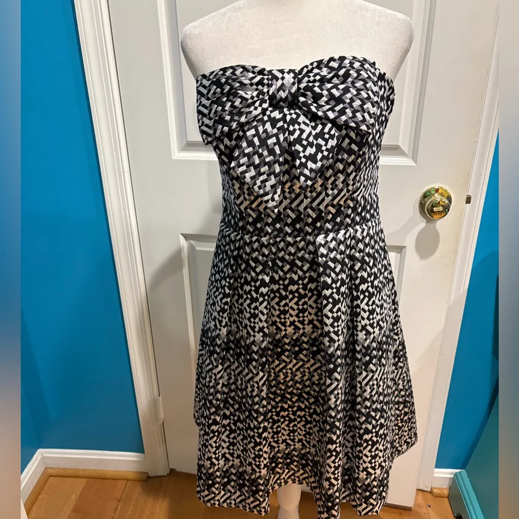 Anthropologie Eva Franco Black Silver geometric Tinsel Jacquard dress sz 10 - Image 3