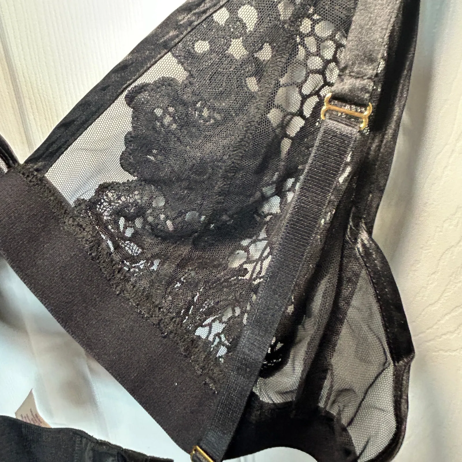 NWT Cacique Seriously Sexy Black Lace Sheer Plunge Bra Size 20 Wire-Free Unlined - Image 6