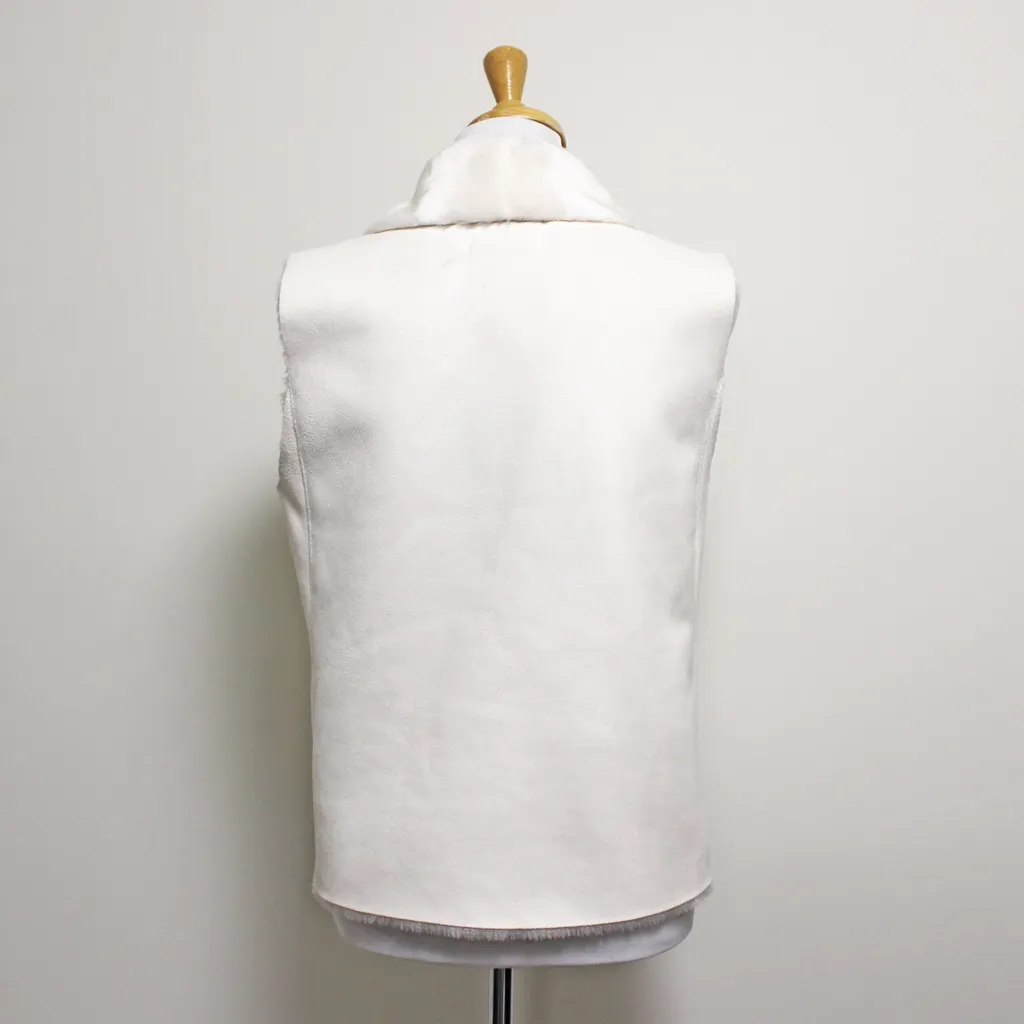 Ralph Lauren Ivory Faux Suede Faux Fur Vest Small - Image 3