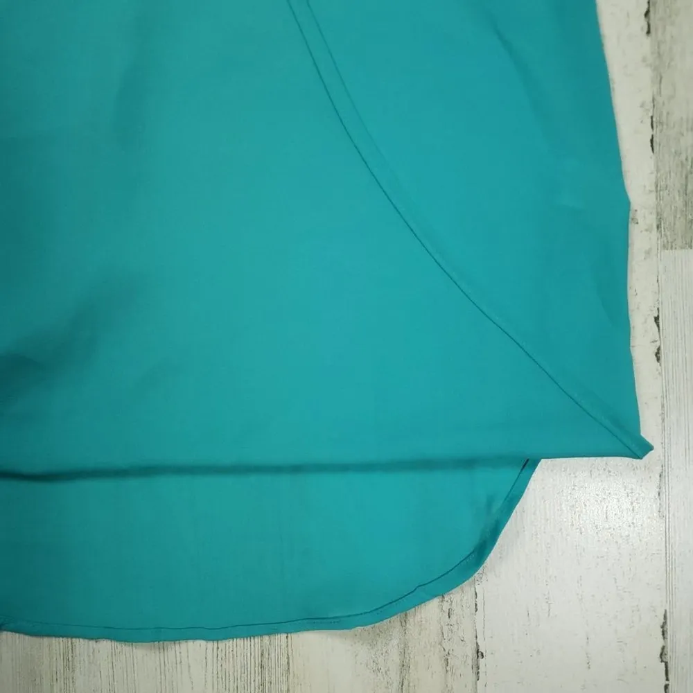 Lily White Faux Wrap Teal Blue High Low Racerback Tank Top Women's Size XS - Image 3