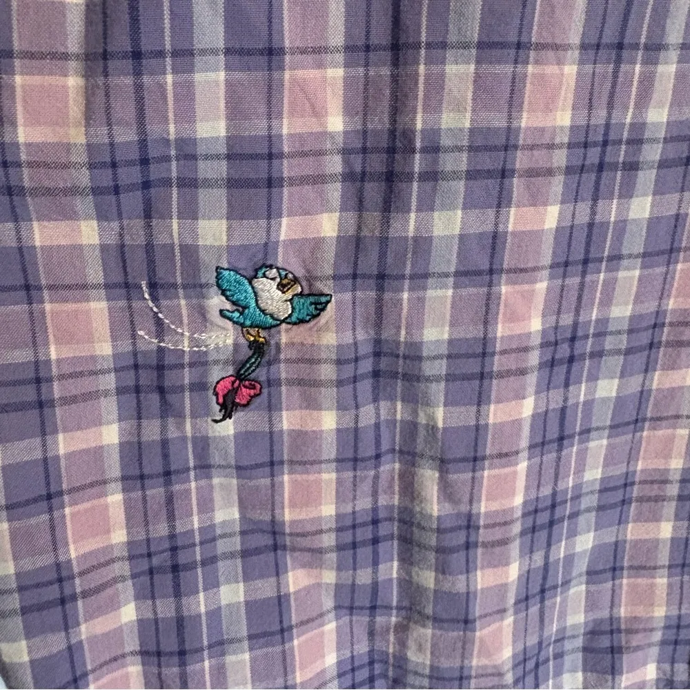 Vtg Winnie the Pooh Sleeveless Shirt Womens Sz 26W 28W Purple Plaid Button Front - Image 4