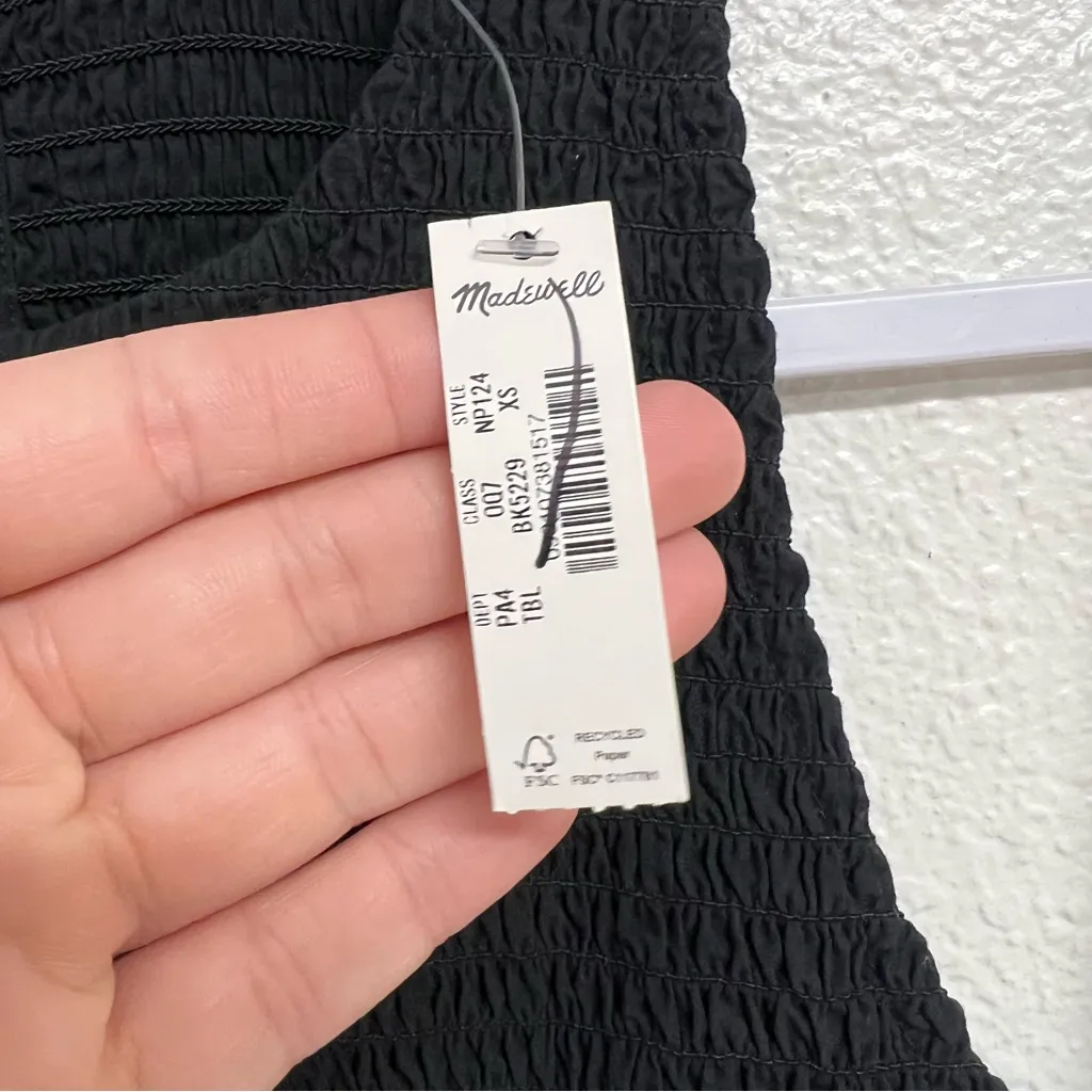 Madewell The Melody Smocked Midi Dress in True Black Size XS NWT - Image 8