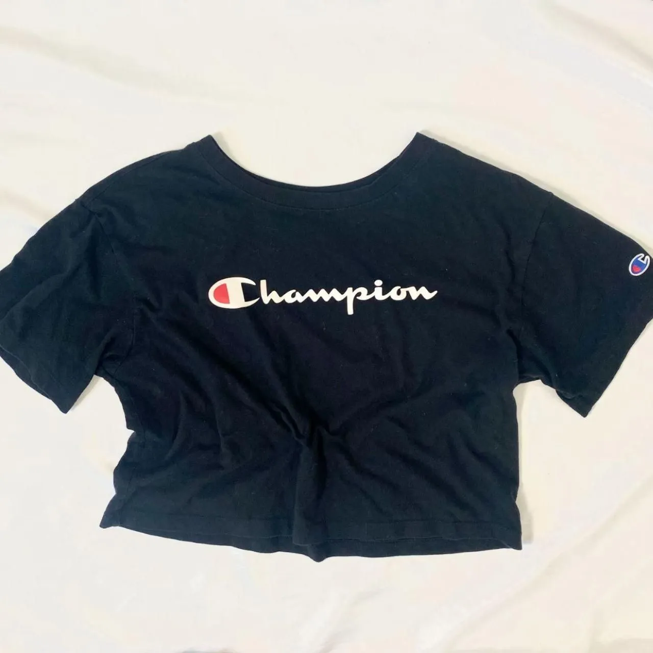 Champion Women's Cropped T-shirt Classic Cropped Tee Baby Tee Black Cotton S - Image 2