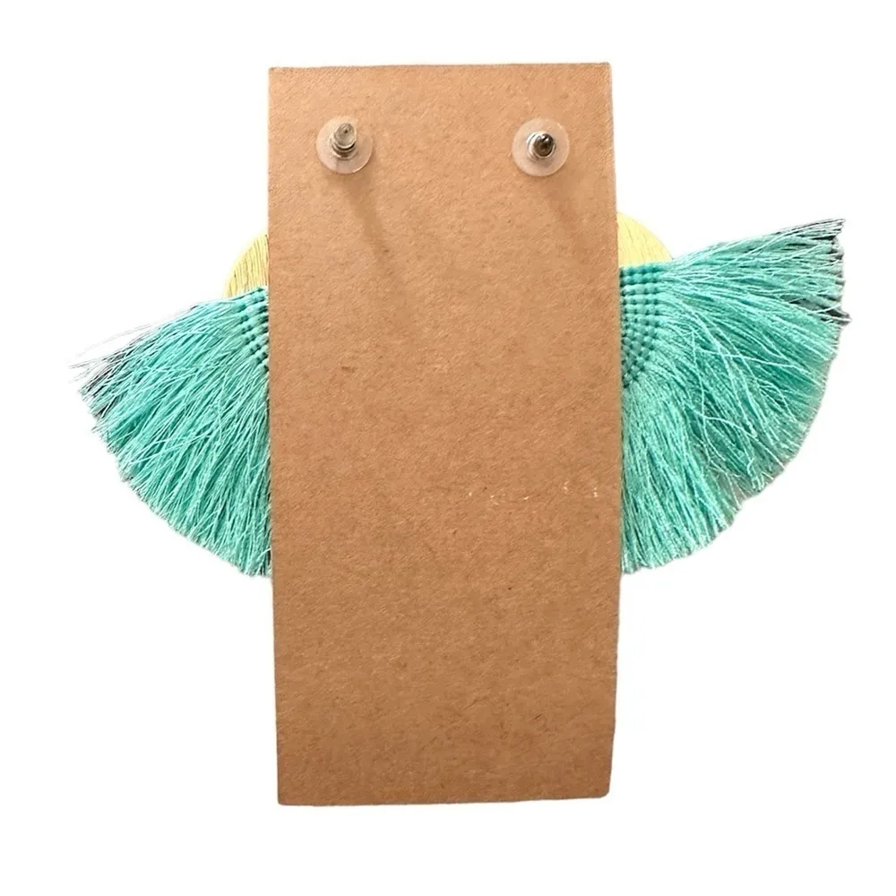 NEW PLUNDER Tassle Fringe Turquoise Earrings Blue - Image 2