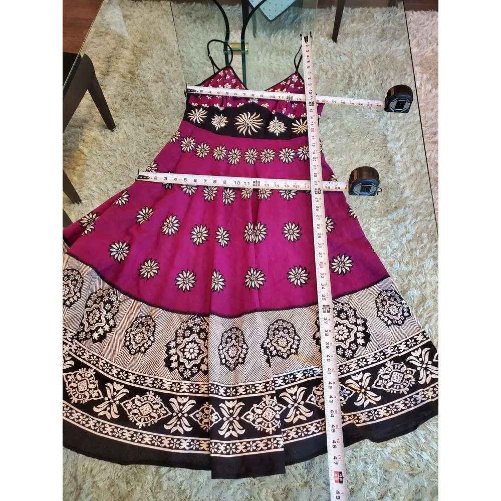 Magic Women's Purple Floral Polyester V-Neck Sleeveless Knee Length Dress Large - Image 7