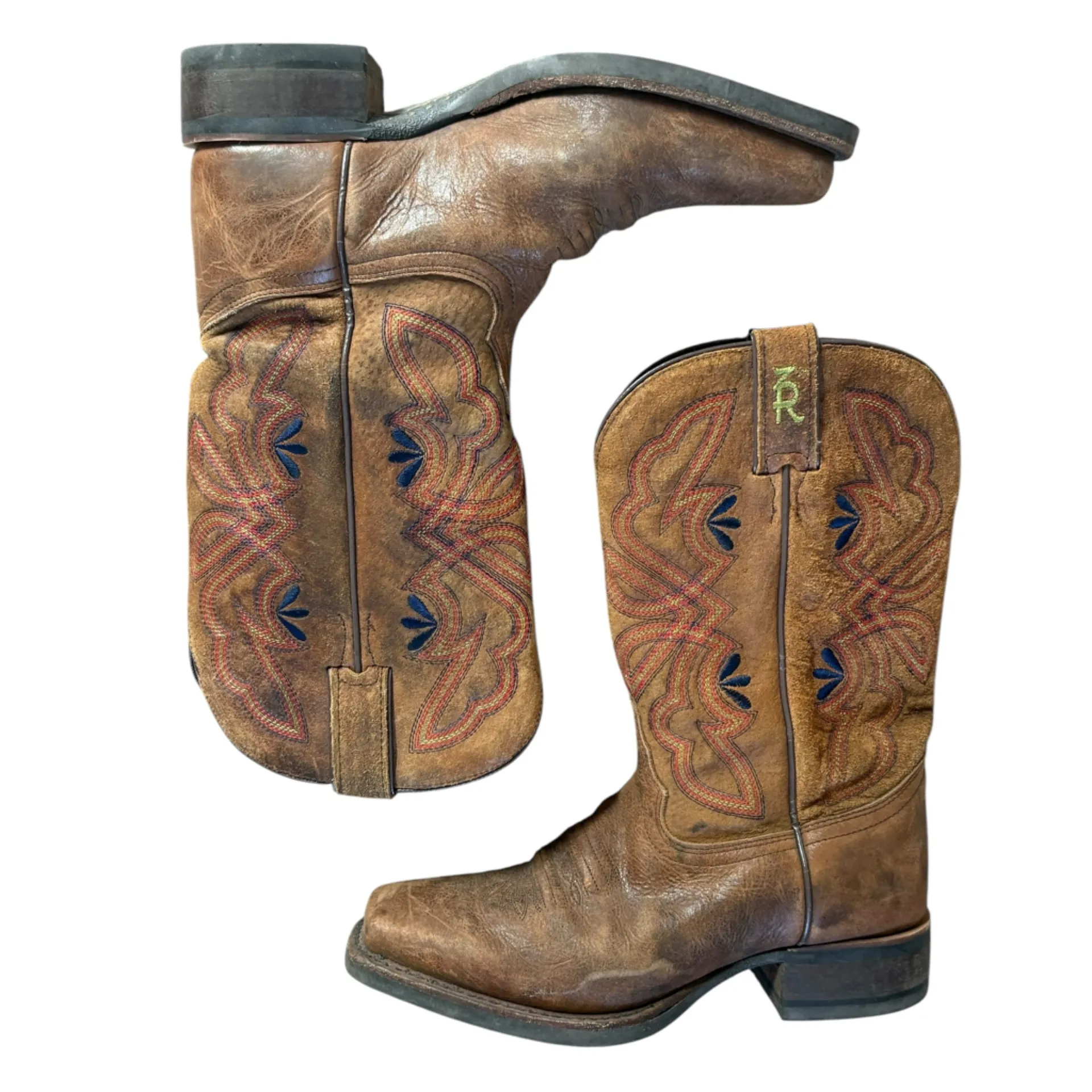 Tony Lama Aquilla 3R2202L Brown Square Toe 11" Cowboy Western Boots Womens 6.5 - Image 8