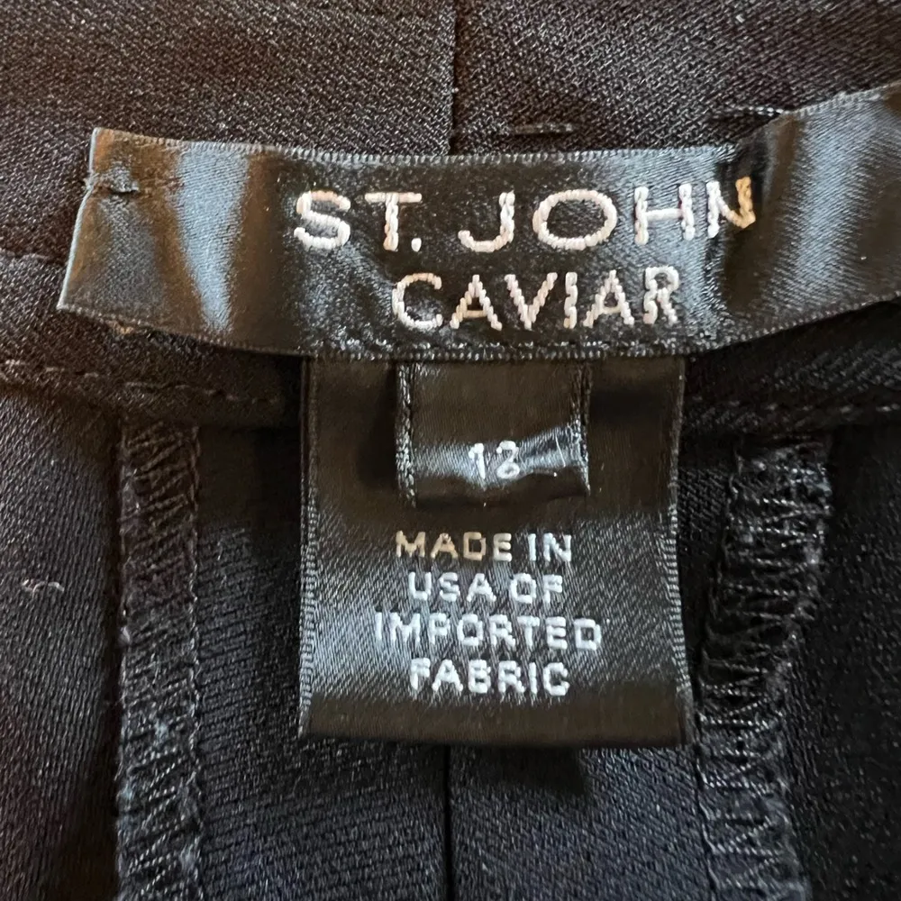 St. John Caviar Womens Black Dress Pants With Small Slits In Front Hem Size 12 - Image 6