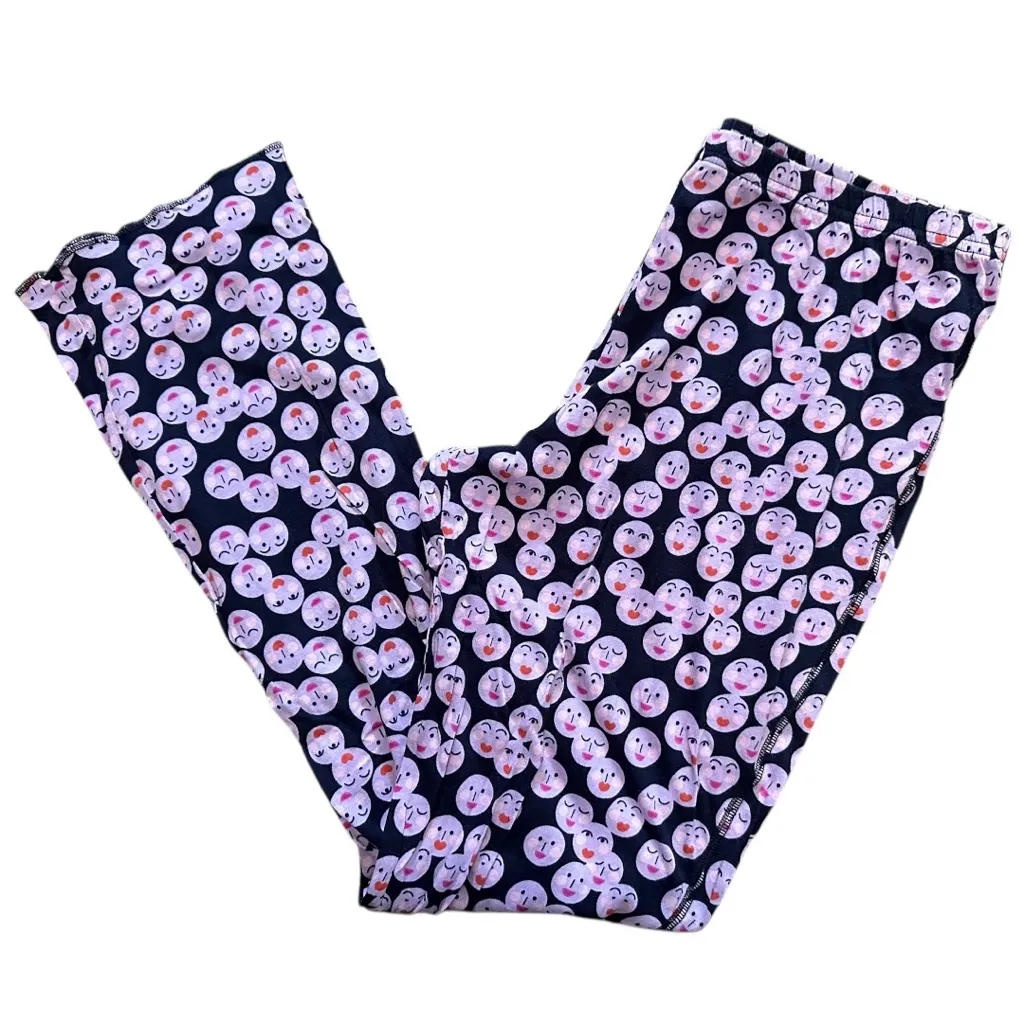 Anthropologie Women’s Size M Navy Blue Pink Kiss Face Top Bottom Pajama PJ Set - Image 5