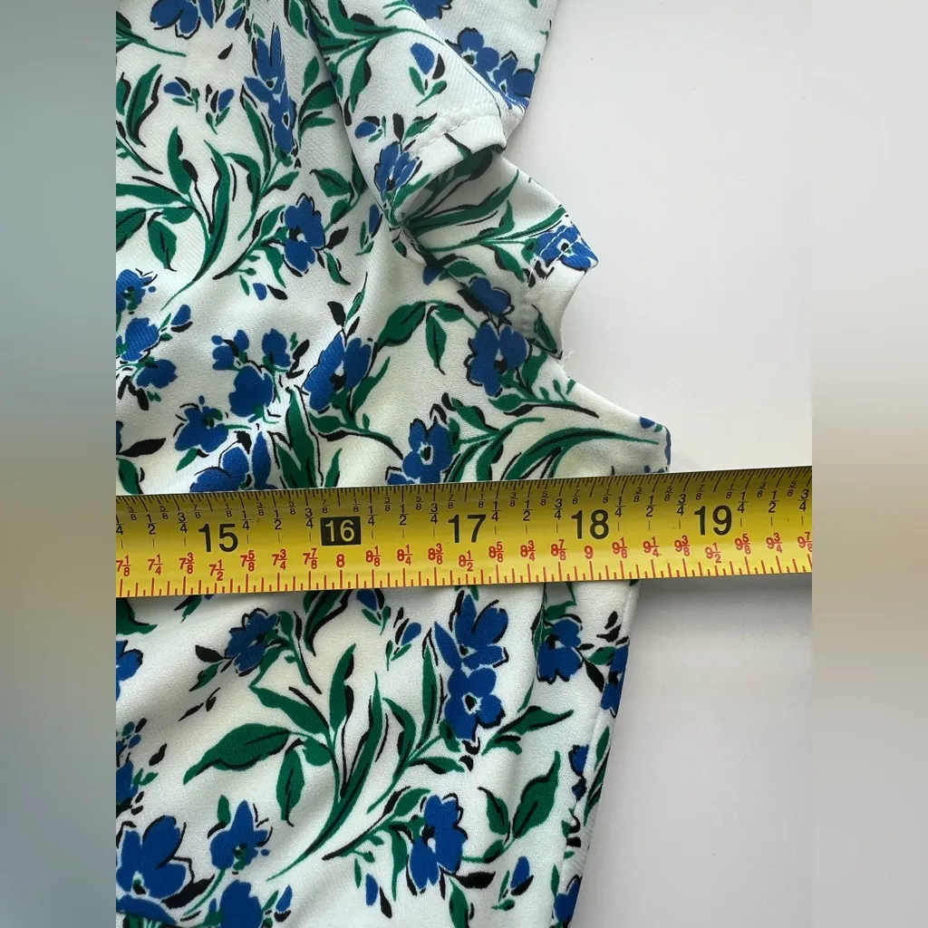 Ralph Lauren bodycon sundress jersey bright vibrant floral flutter sleeve 14P Green - Image 8
