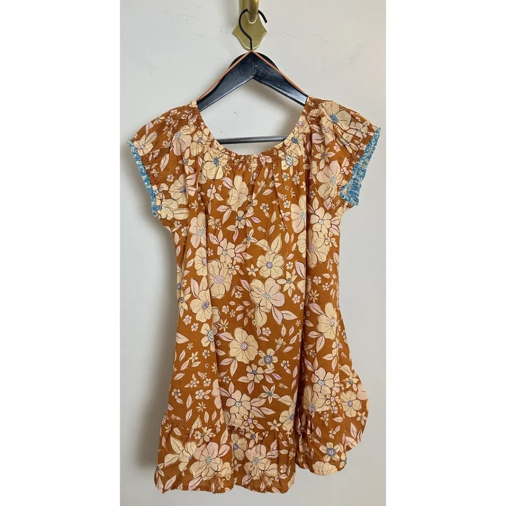 FREE PEOPLE Frankie Floral Tunic in Honey Ginger Combo Size Small - Image 7