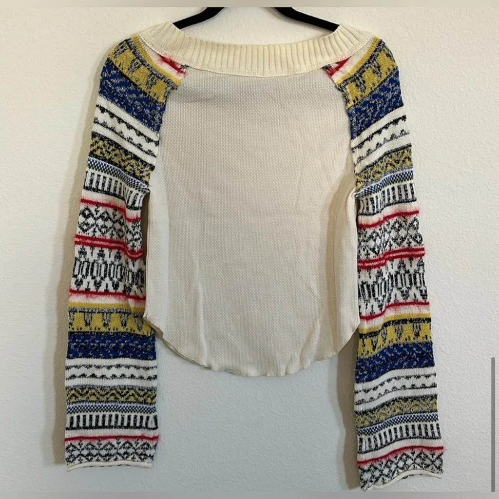 NWT FREE PEOPLE Fairground Thermal Top Ivory Combo - Image 13