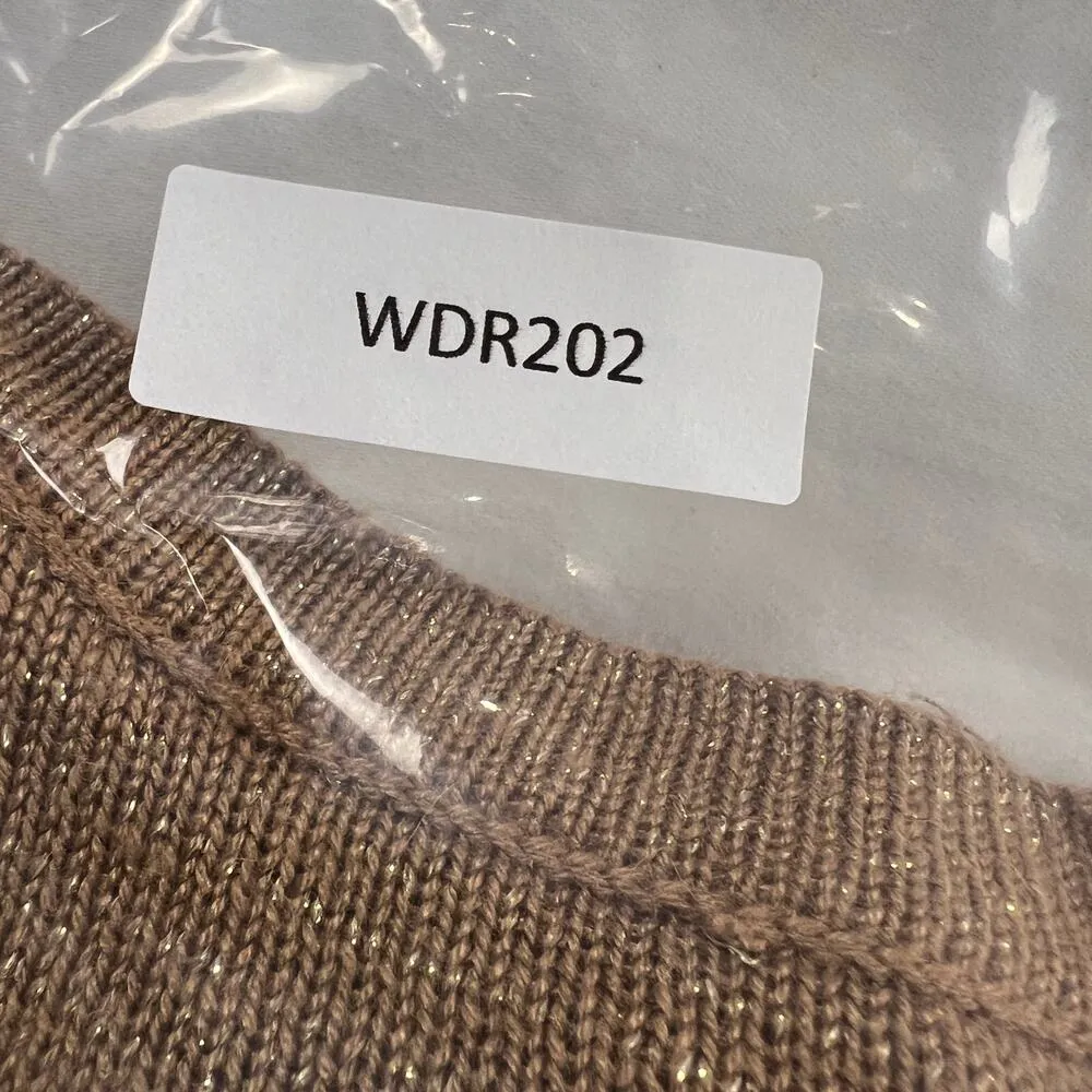 MANGO Gold Shimmer Long Sleeve Round Neck Sweater Dress Size S - Image 10