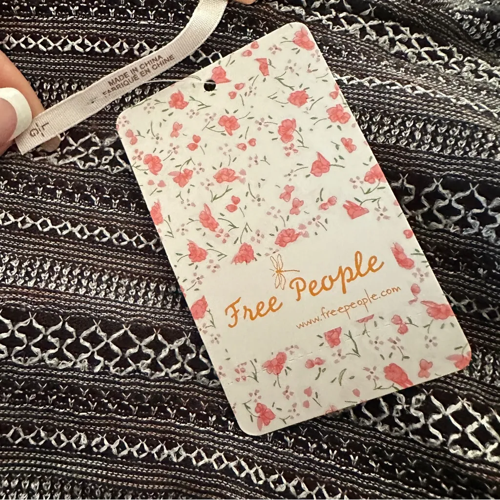 Free People Black Combo Off-Shoulder Ruffle Smocked Top | Size Large - Image 10