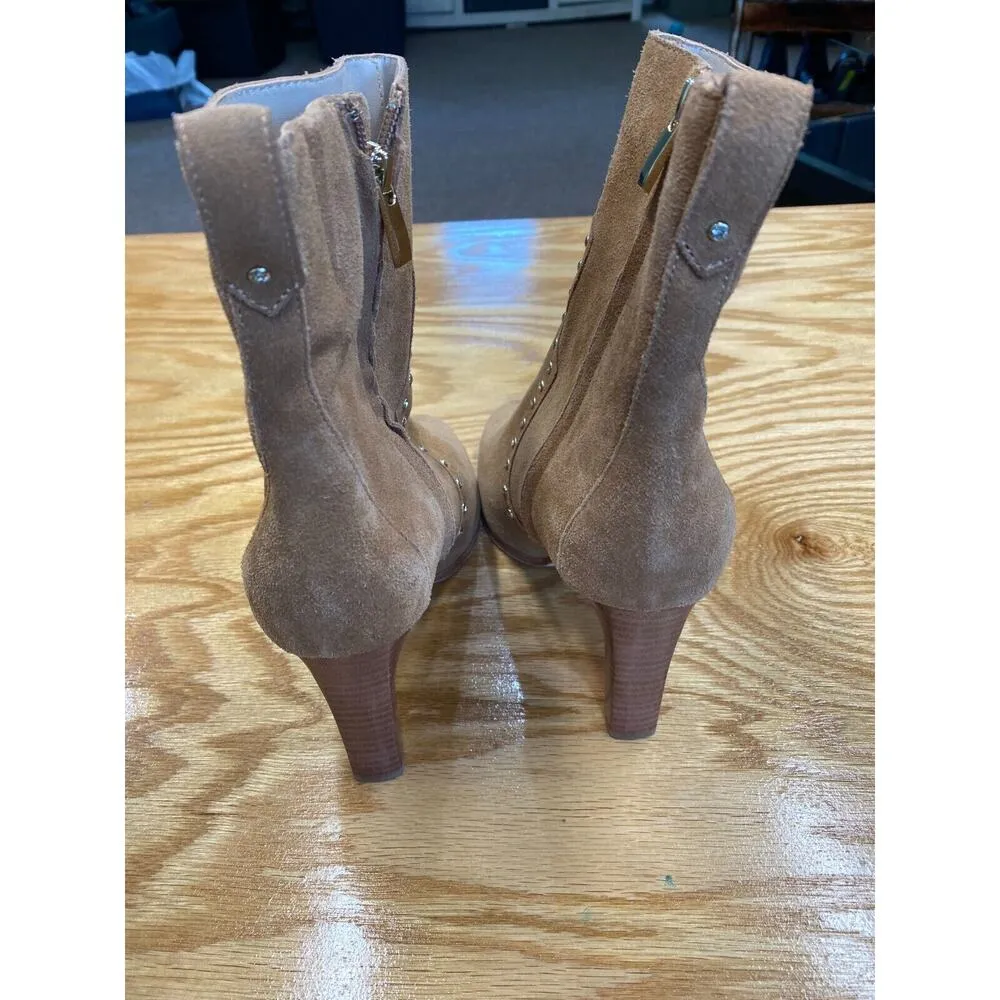 Paige Stiletto Boots Women's 8.5 Brown Leather Slip On Pointed Toe Bootie S13 - Image 4